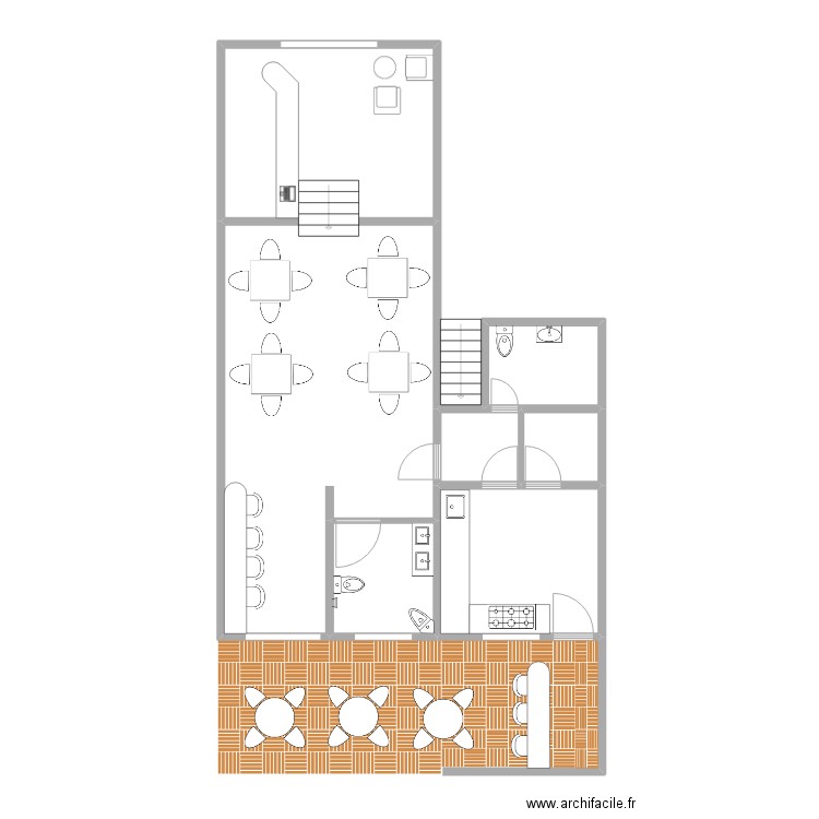 PLAN PROJET RESTAURENT 3 ILETS. Plan de 0 pièce et 0 m2