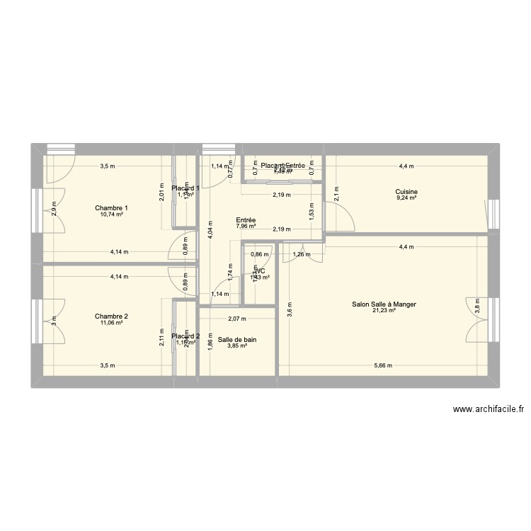 mouguerre. Plan de 10 pièces et 69 m2