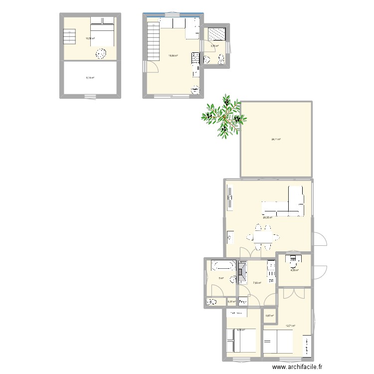 maison principale marcoussis extension. Plan de 13 pièces et 135 m2