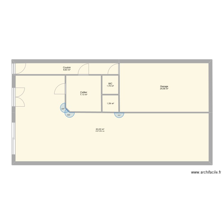 bergerie. Plan de 6 pièces et 105 m2