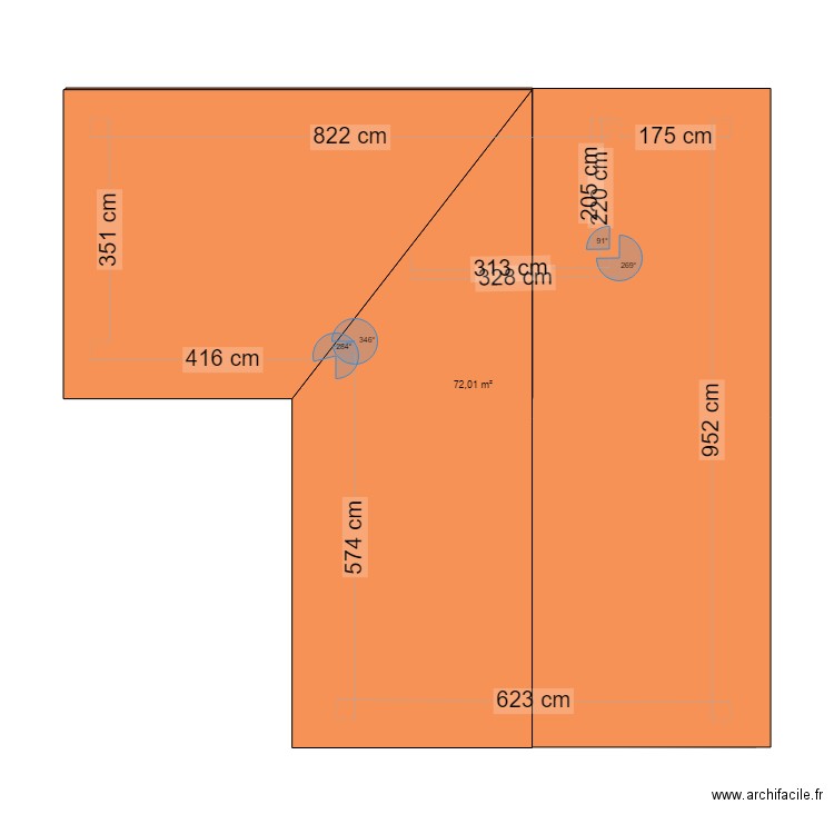 Maison du bled toiture. Plan de 1 pièce et 72 m2