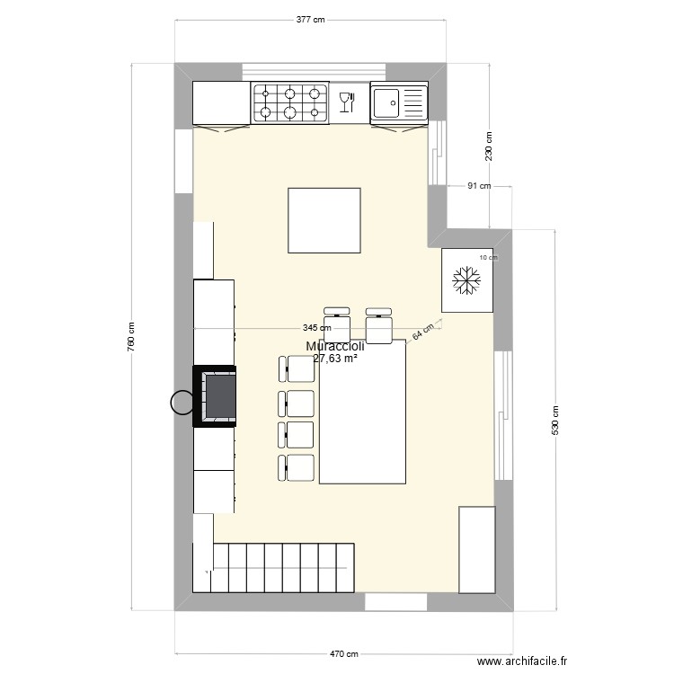 cuisine muraccioli 2. Plan de 1 pièce et 28 m2