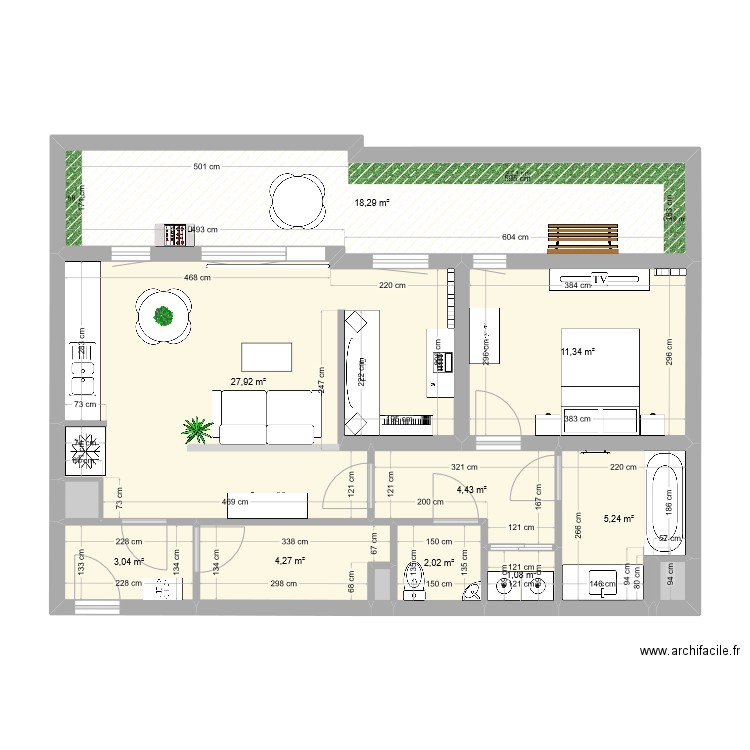 Appartement 78. Plan de 12 pièces et 79 m2