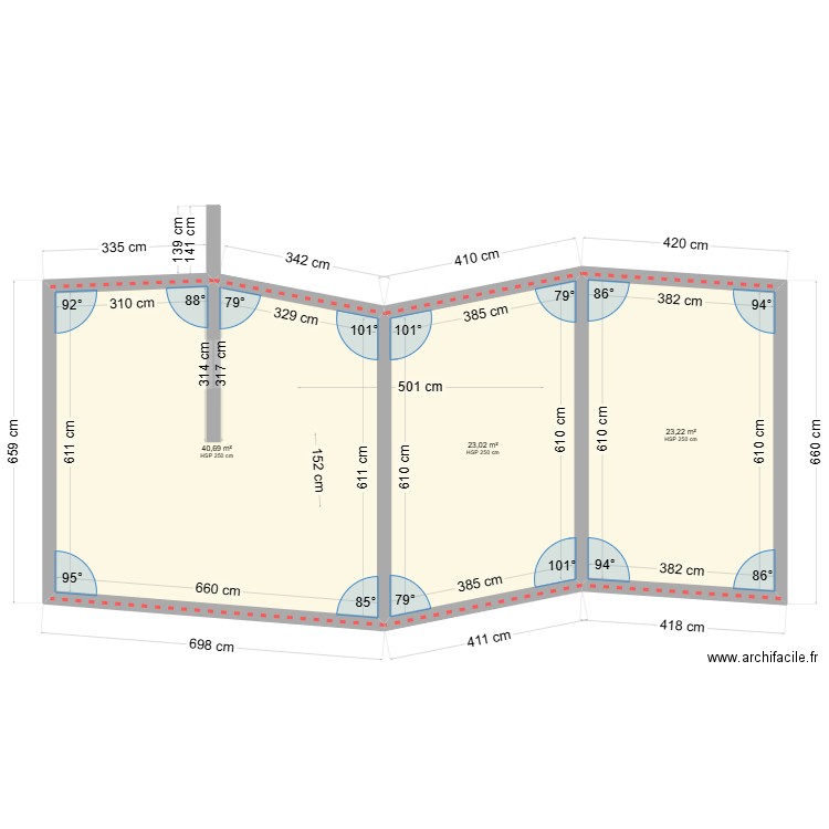 ggg. Plan de 3 pièces et 87 m2