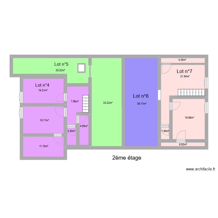 2ème étage SCIONZIER. Plan de 15 pièces et 112 m2