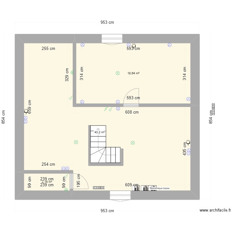 Maison Bressuire - électricité étage 2024. Plan de 3 pièces et 64 m2