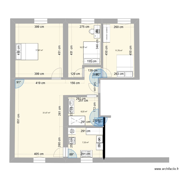 pelletier 4. Plan de 6 pièces et 86 m2