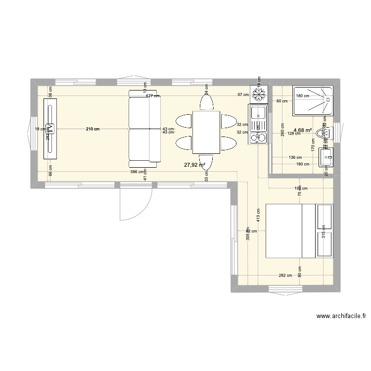 LittleHouse360 40M2. Plan de 2 pièces et 33 m2