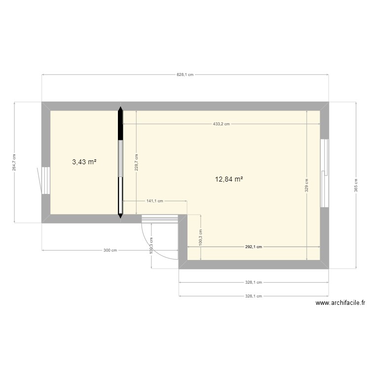 studio 2. Plan de 2 pièces et 16 m2