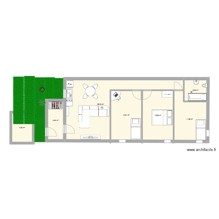 DL152. Plan de 7 pièces et 78 m2