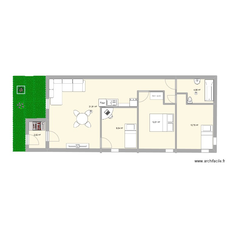 DL15. Plan de 6 pièces et 71 m2