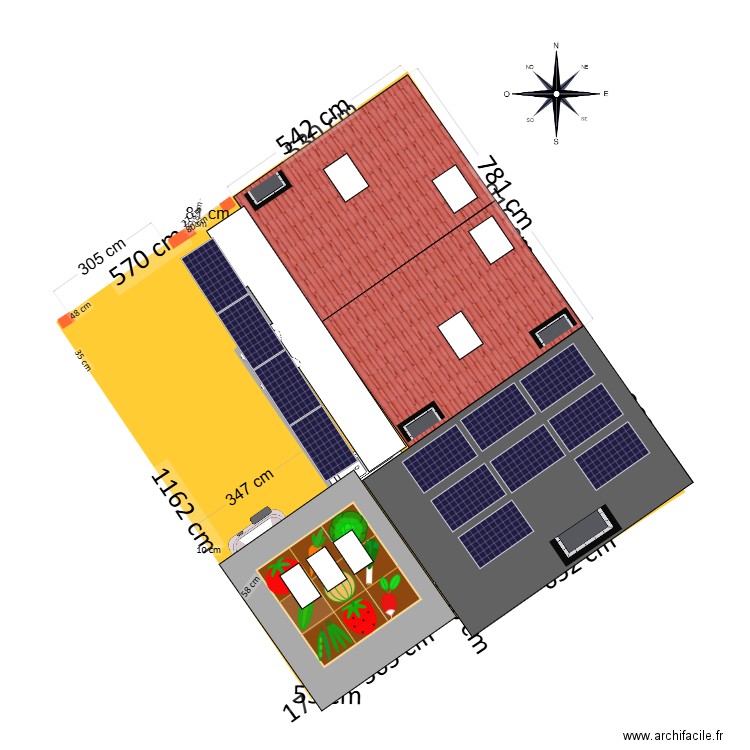 15 HA vue du dessus 'terrasse couverte' avec le toit. Plan de 0 pièce et 0 m2