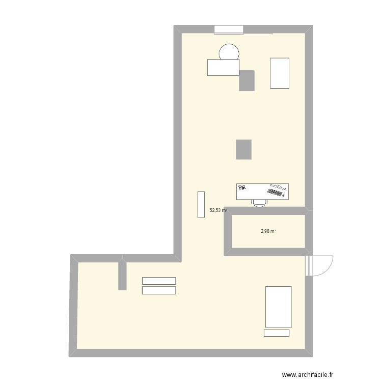 Plan mag. Plan de 2 pièces et 56 m2