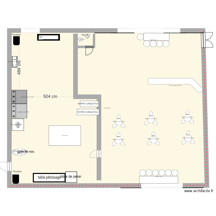 patisserie kanel. Plan de 1 pièce et 341 m2