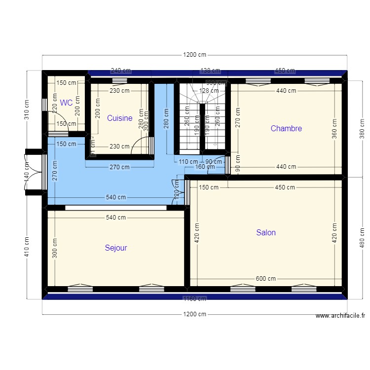 PLAN 12X9 Client 32 09 46 20. Plan de 10 pièces et 89 m2