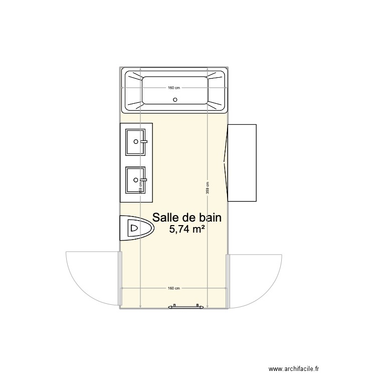 SALLE DE BAIN JOURNU. Plan de 1 pièce et 6 m2