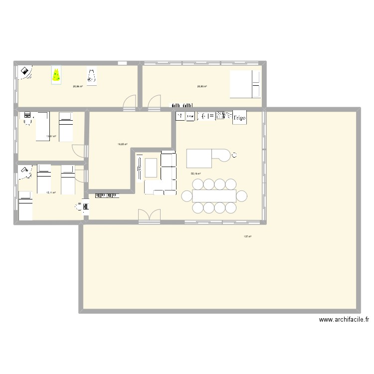 ewanbeyoulti. Plan de 7 pièces et 282 m2