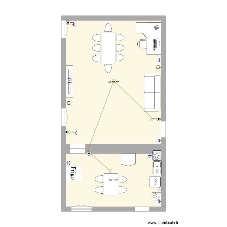 chez moi. Plan de 2 pièces et 52 m2