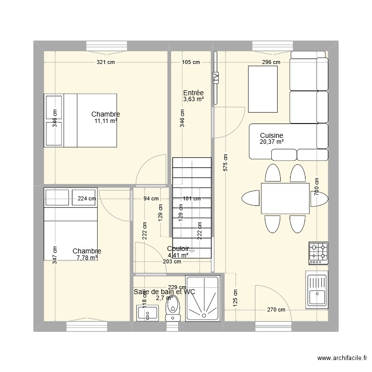 CHAN Valérie. Plan de 6 pièces et 50 m2