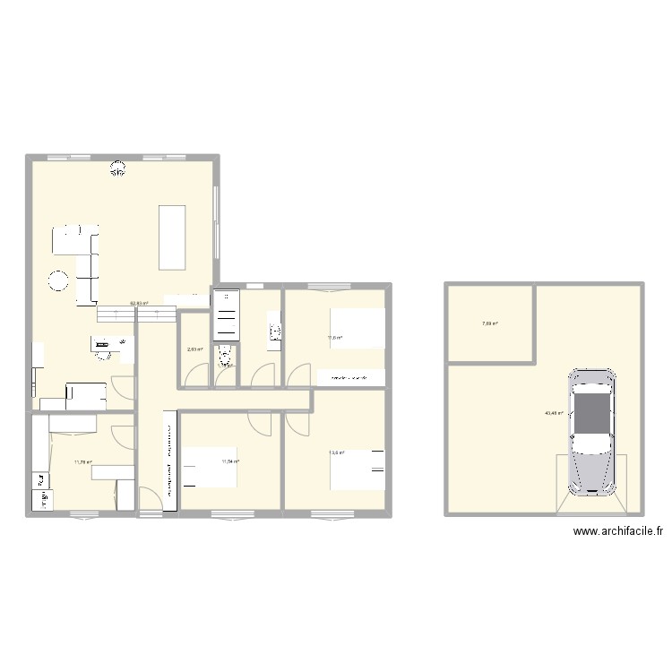 maison1. Plan de 9 pièces et 166 m2