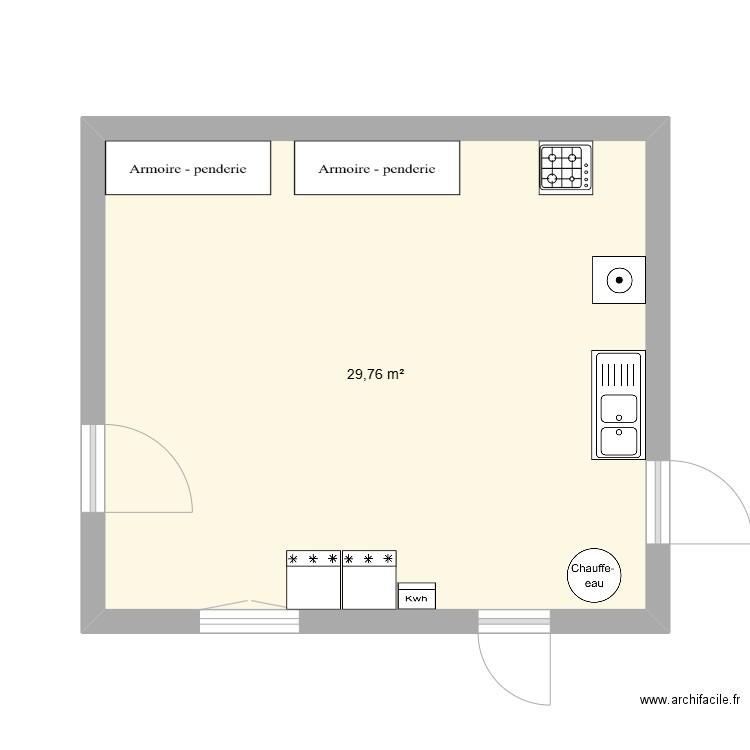 Cellier Prigonrieux. Plan de 1 pièce et 30 m2