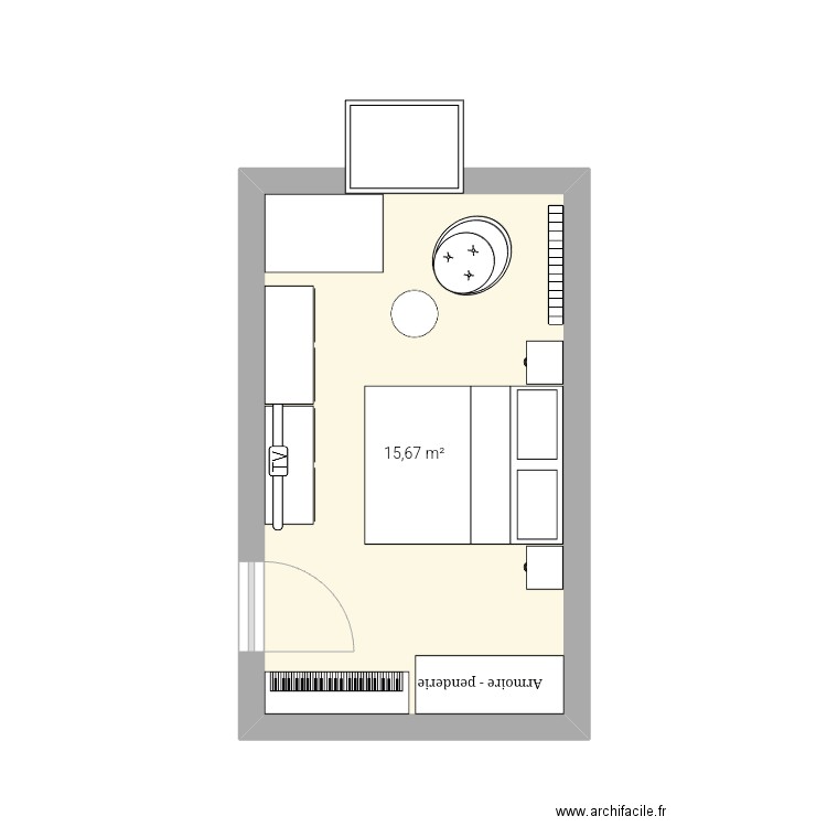 Chambre maman. Plan de 1 pièce et 16 m2