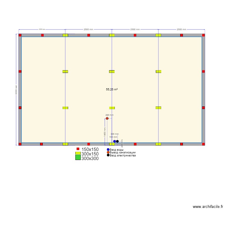 Сваи Щ К. Plan de 1 pièce et 55 m2