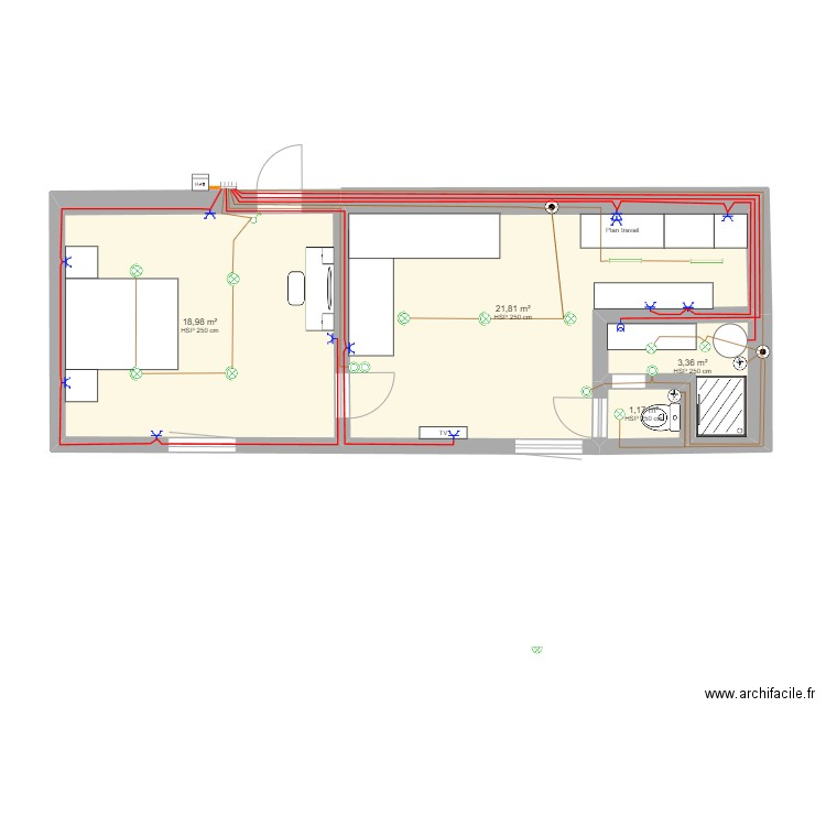 OUAI OUAI. Plan de 4 pièces et 45 m2