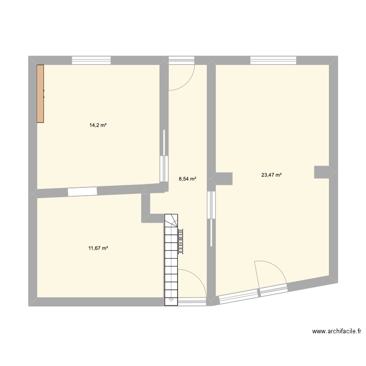 RDC ALENCON. Plan de 4 pièces et 58 m2