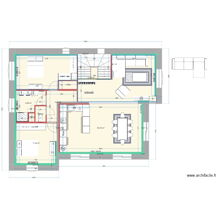 Maison_Chico_Jojo_2. Plan de 16 pièces et 90 m2