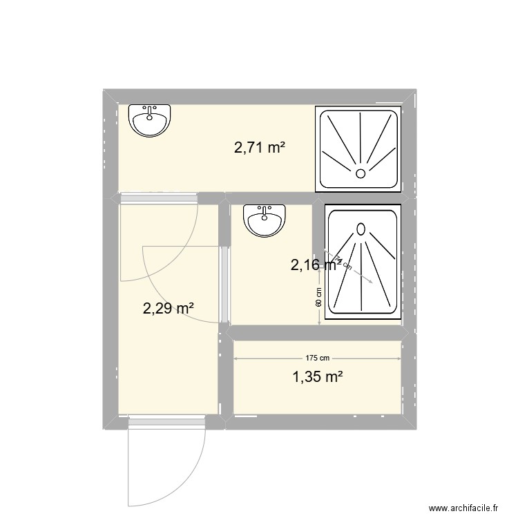 SDB ARIA GAUCHE 1.1. Plan de 4 pièces et 9 m2