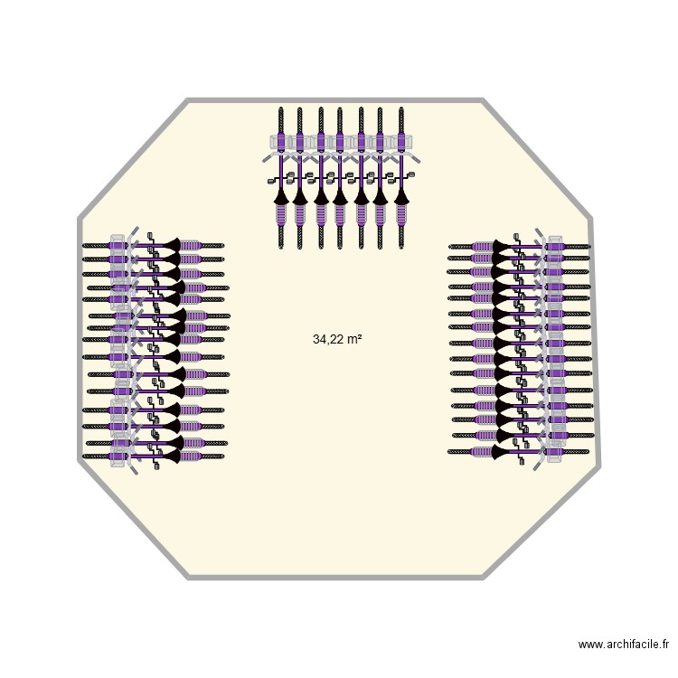 Jean Paquot 2. Plan de 1 pièce et 34 m2