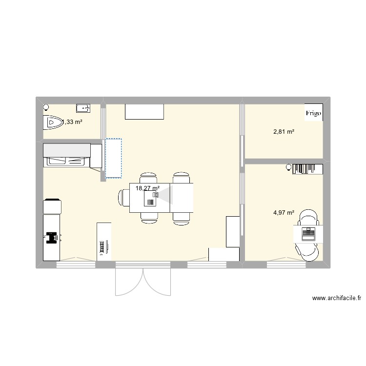 Boutique_Formation. Plan de 4 pièces et 27 m2