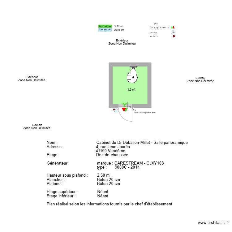 Salle pano M.AMEDIS. Plan de 1 pièce et 5 m2