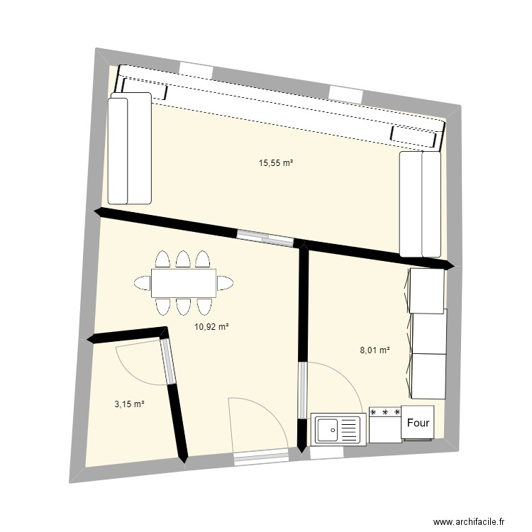 maison num 6. Plan de 4 pièces et 38 m2