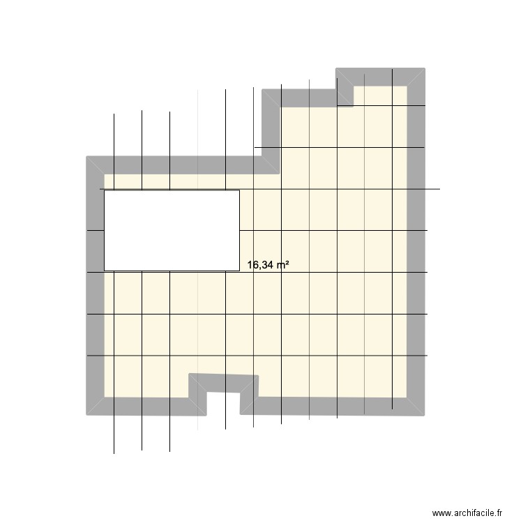 Plafond couloir. Plan de 1 pièce et 16 m2