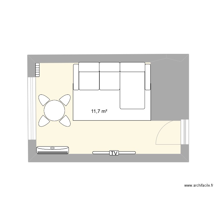 salon. Plan de 1 pièce et 12 m2