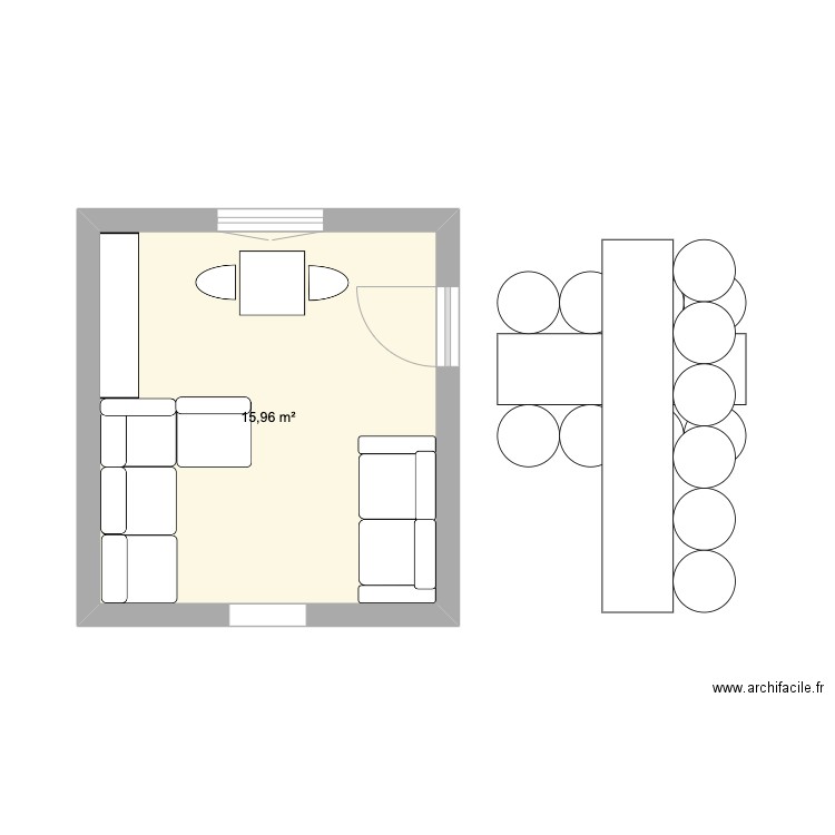 salon lecture. Plan de 1 pièce et 16 m2