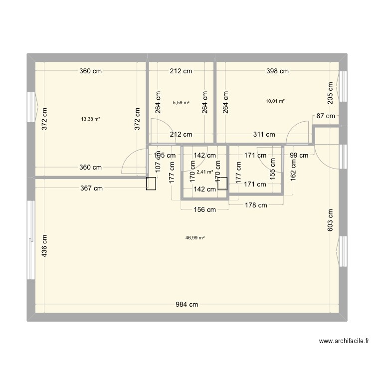 Serezin v2. Plan de 5 pièces et 78 m2