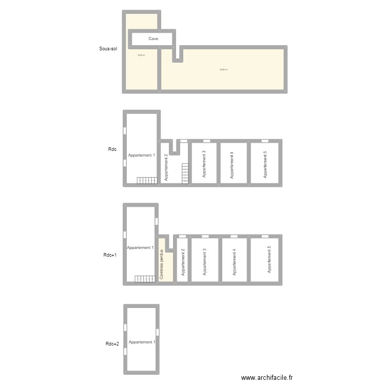 JEAN Fabien. Plan de 14 pièces et 157 m2