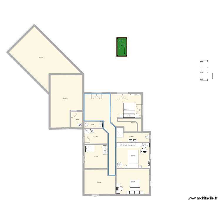 PLAN 3. Plan de 13 pièces et 175 m2