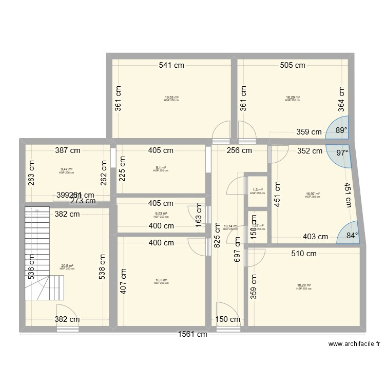 kots rez . Plan de 16 pièces et 431 m2