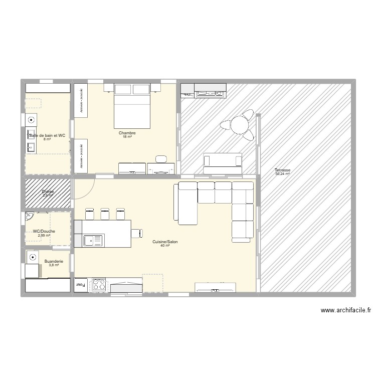 T2_72.80 M2. Plan de 7 pièces et 126 m2