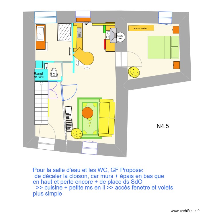 RCh  Demas 75_N4.5. Plan de 2 pièces et 45 m2