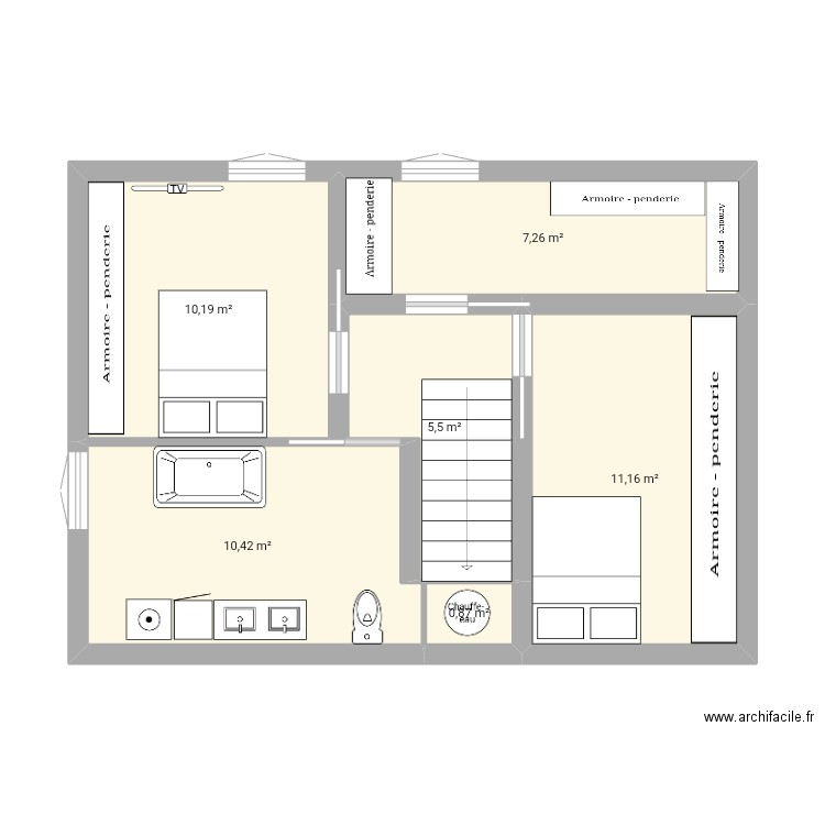 New. Plan de 6 pièces et 45 m2