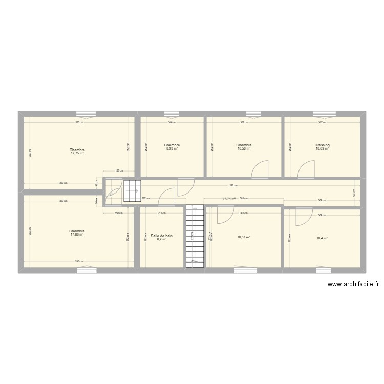 Guerard etage. Plan de 9 pièces et 127 m2