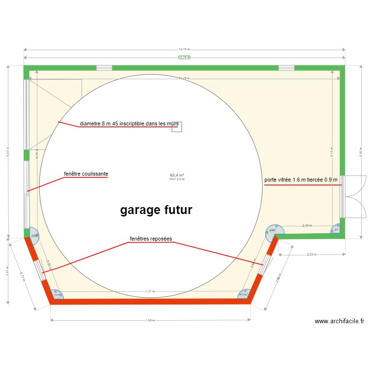 garage projet definitif. Plan de 1 pièce et 93 m2