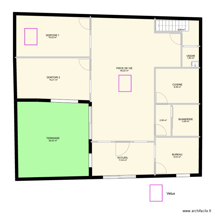 LAUZE V2. Plan de 14 pièces et 190 m2