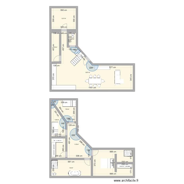 maison L. Plan de 9 pièces et 131 m2