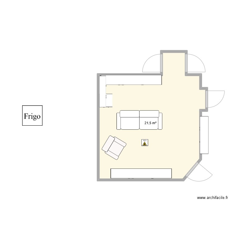 Sous sol. Plan de 1 pièce et 22 m2